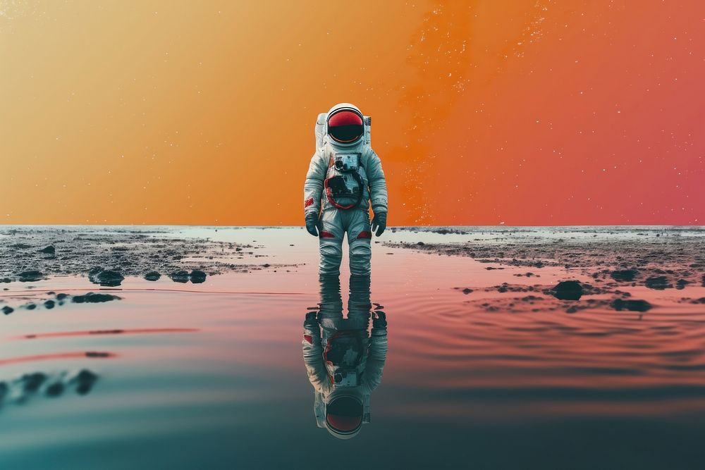  An astronaut standing outdoors nature. AI generated Image by rawpixel.
