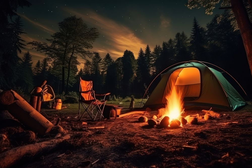 Camping fire tent outdoors.