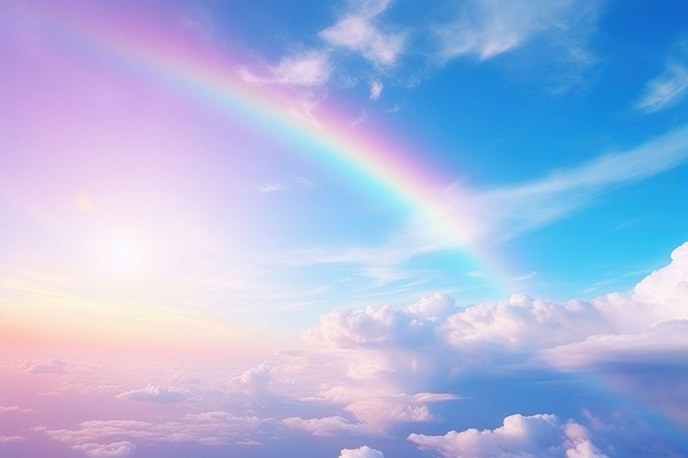 Rainbow sky backgrounds sunlight.