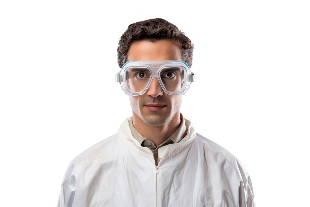 Scientist portrait glasses goggles.