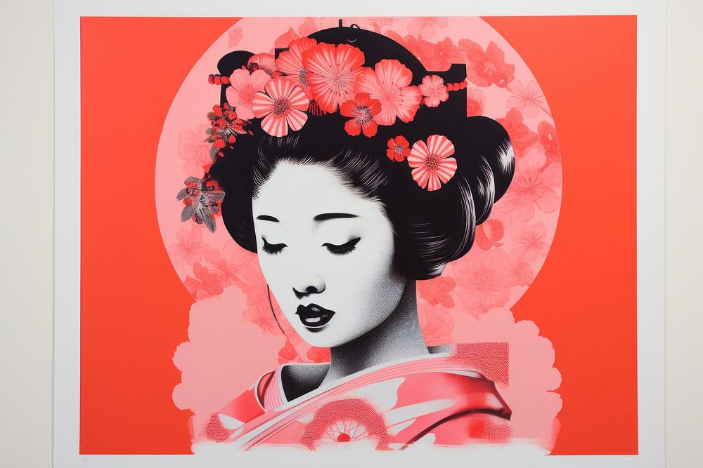  Japan art flower adult. AI generated Image by rawpixel.