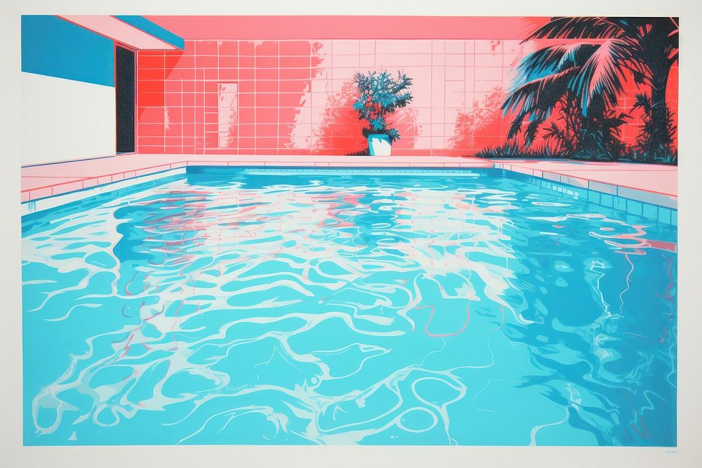  Pool art architecture reflection. AI generated Image by rawpixel.