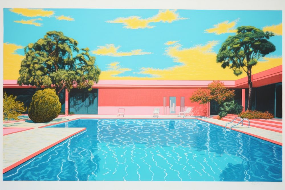  Pool art architecture painting. 