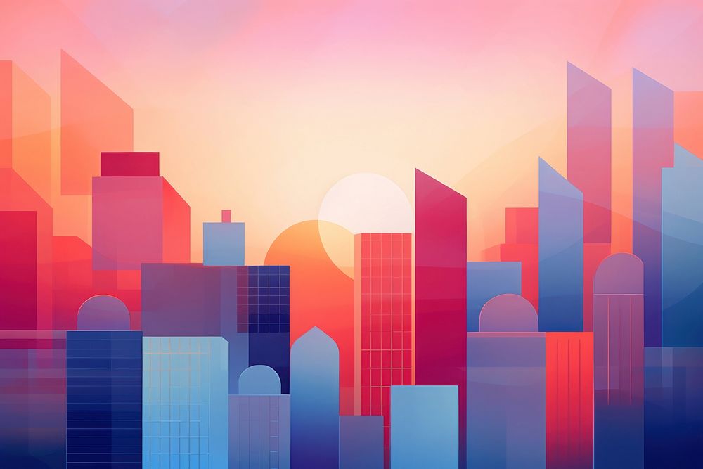  Sunrise and highrise buildings architecture backgrounds abstract. AI generated Image by rawpixel.