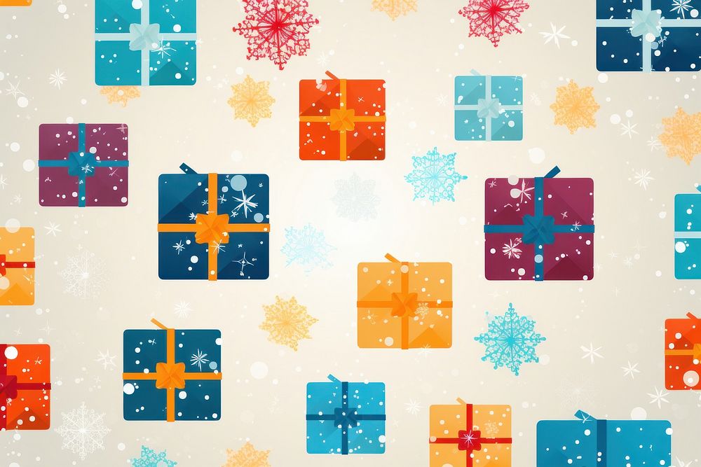  Snowflakes with gift boxes geometric background paper backgrounds celebration. AI generated Image by rawpixel.