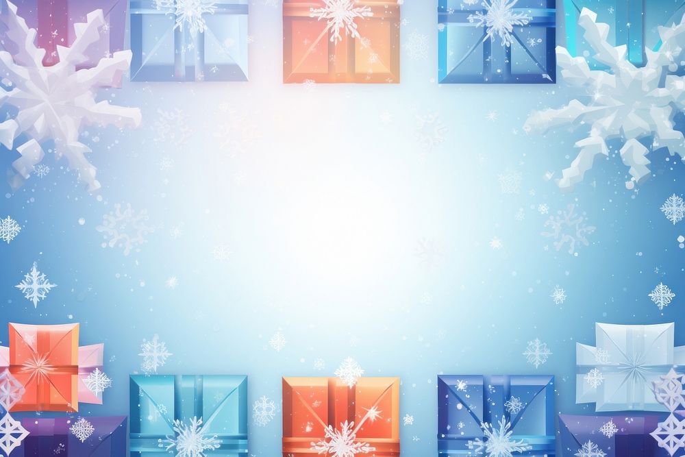  Snowflakes with gift boxes geometric frame backgrounds abstract illuminated. AI generated Image by rawpixel.