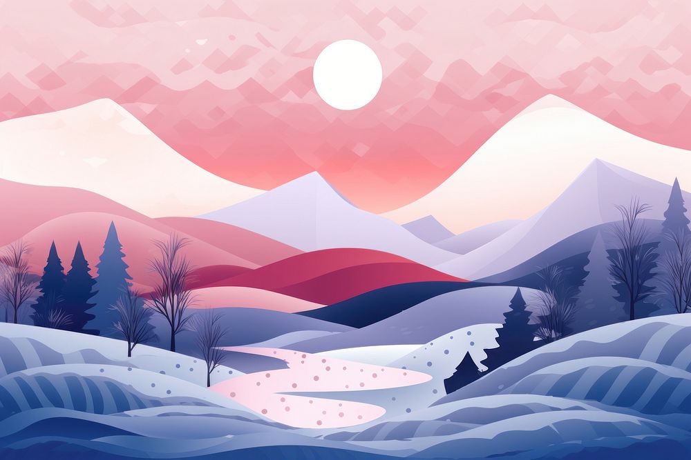  Winter landscape geometric background outdoors nature tranquility. AI generated Image by rawpixel.