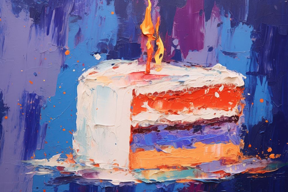  Pixellated birthday cake background painting dessert icing. AI generated Image by rawpixel.
