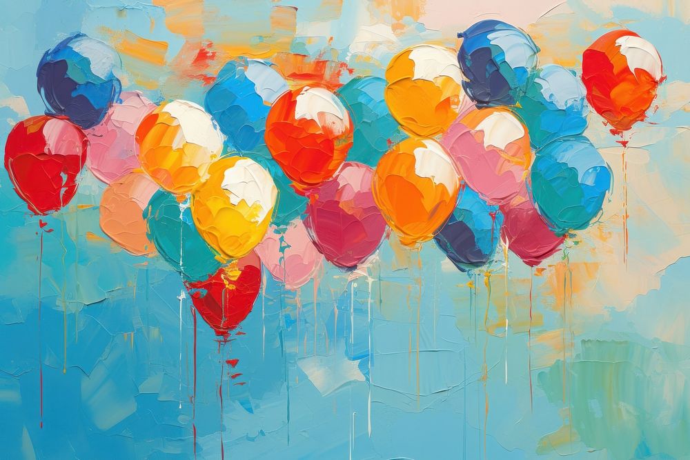  Pixellated party balloons background painting backgrounds abstract. AI generated Image by rawpixel.