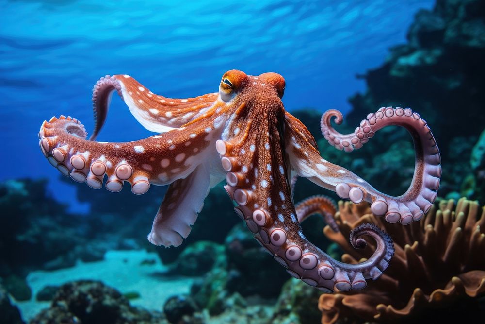 Octopus swimming outdoors animal.