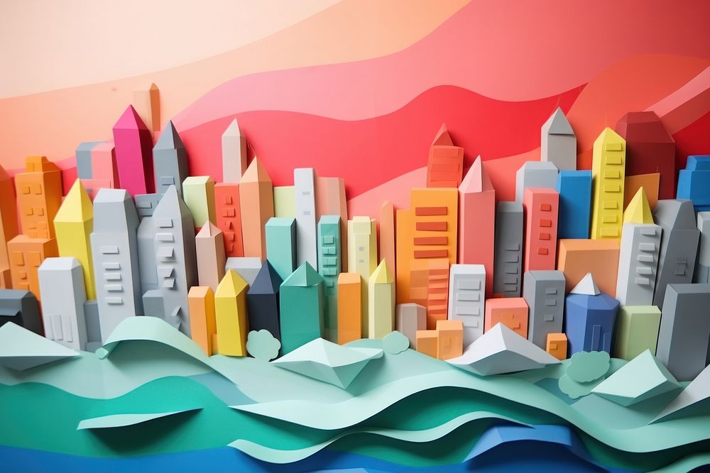 Origami landscape city art.