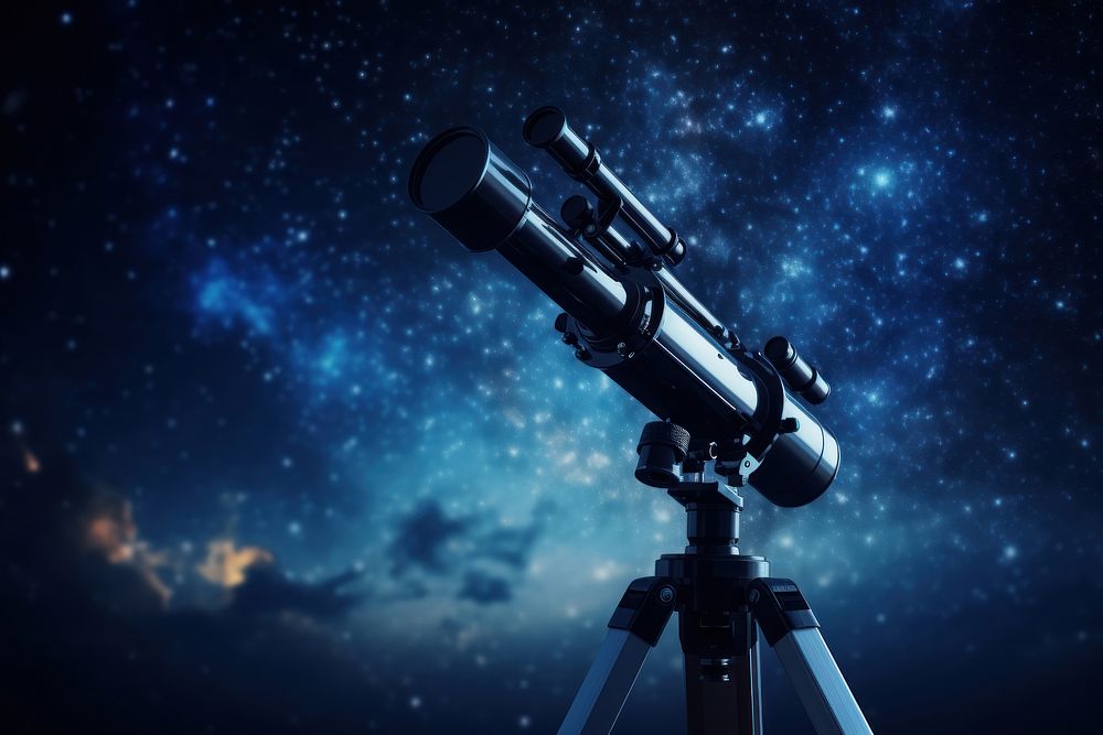  Night sky telescope astronomy outdoors. AI generated Image by rawpixel.
