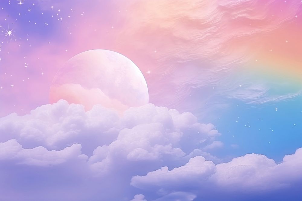  Galaxy rainbow moon backgrounds. AI generated Image by rawpixel.
