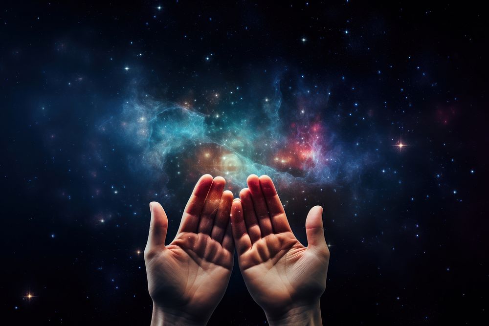  Galaxy finger space hand. AI generated Image by rawpixel.