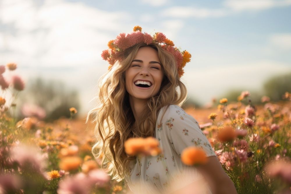 Blossom flower field smile.