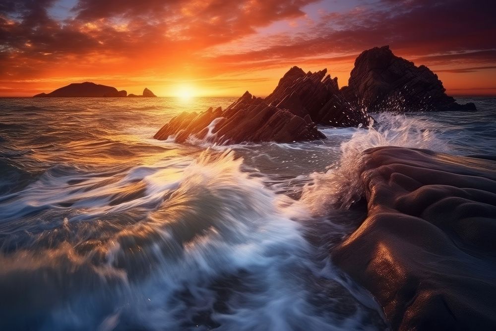 Nature sunset sea landscape.