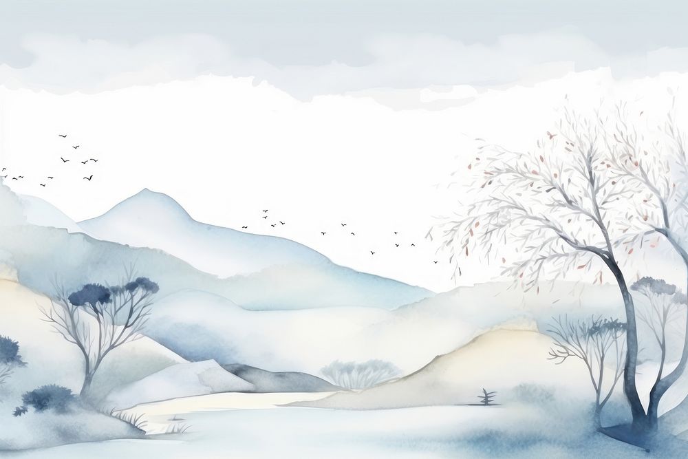 Winter landscape scenery drawing winter | Premium Photo Illustration ...