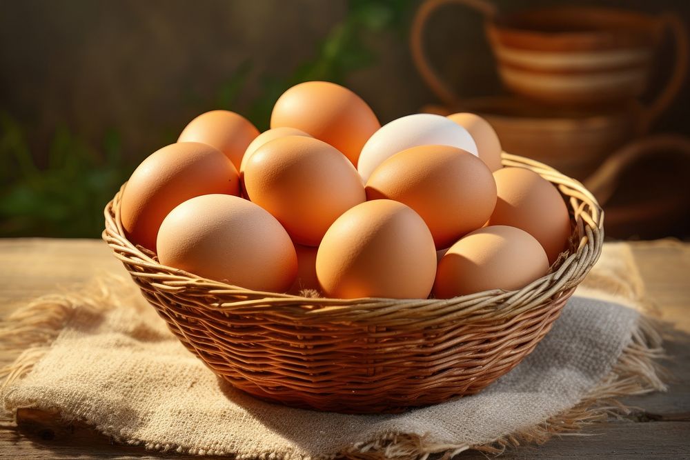 Eggs in basket egg food simplicity.