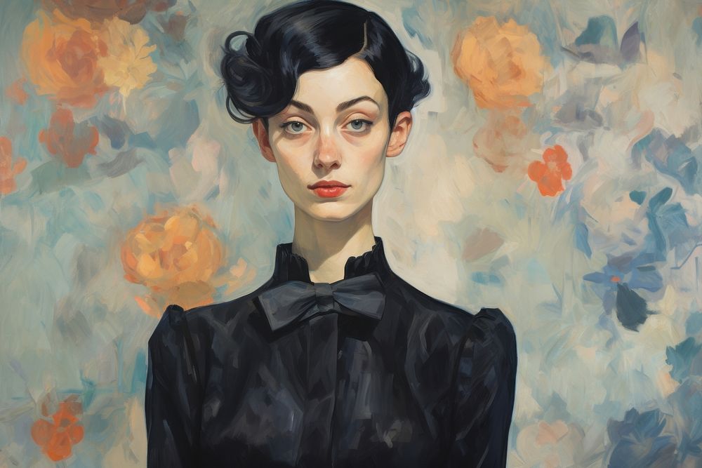 Women wearing black suit painting portrait adult.