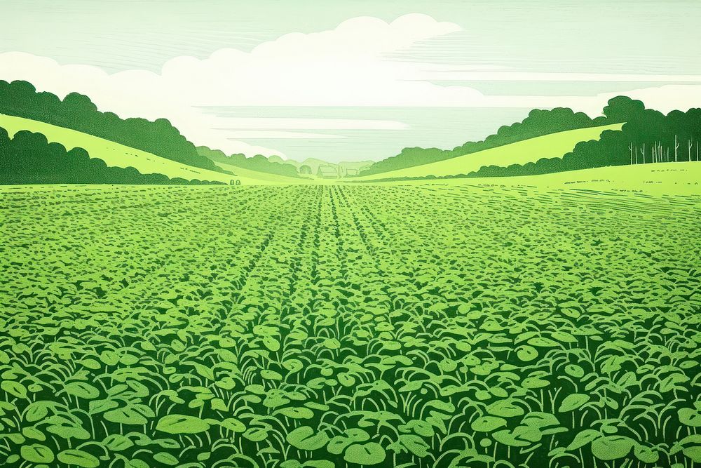  Fields of green agriculture backgrounds landscape. AI generated Image by rawpixel.