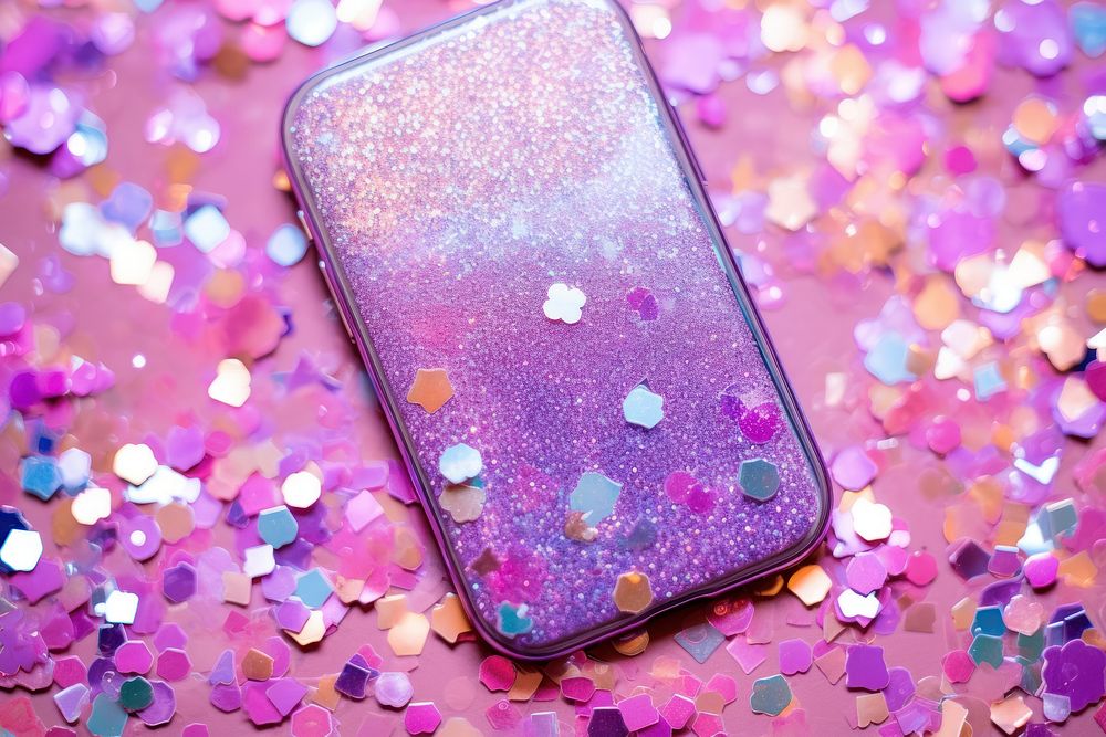 Glitter purple phone pink.