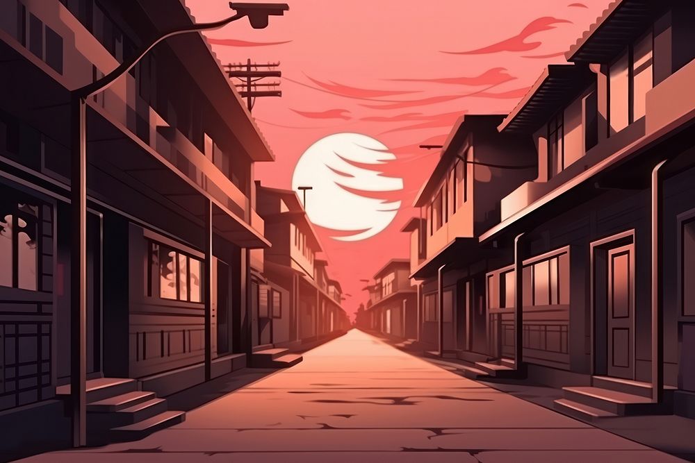Japan alley street anime city.