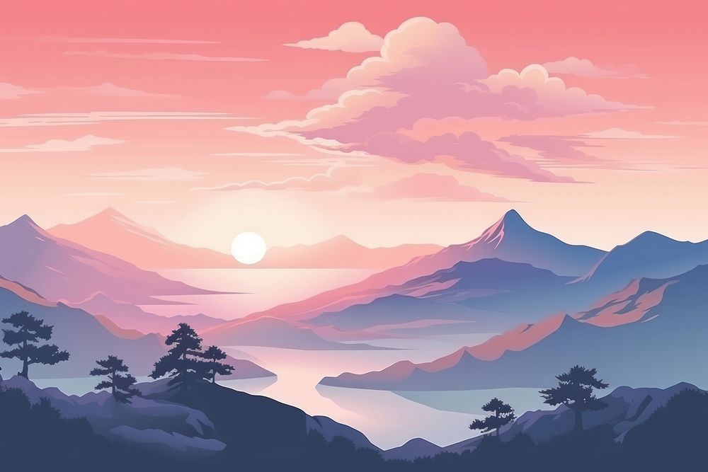 Japanese mountains landscape backgrounds outdoors.