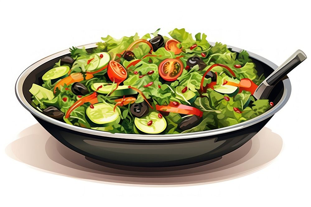 Vegan salad food bowl white background.