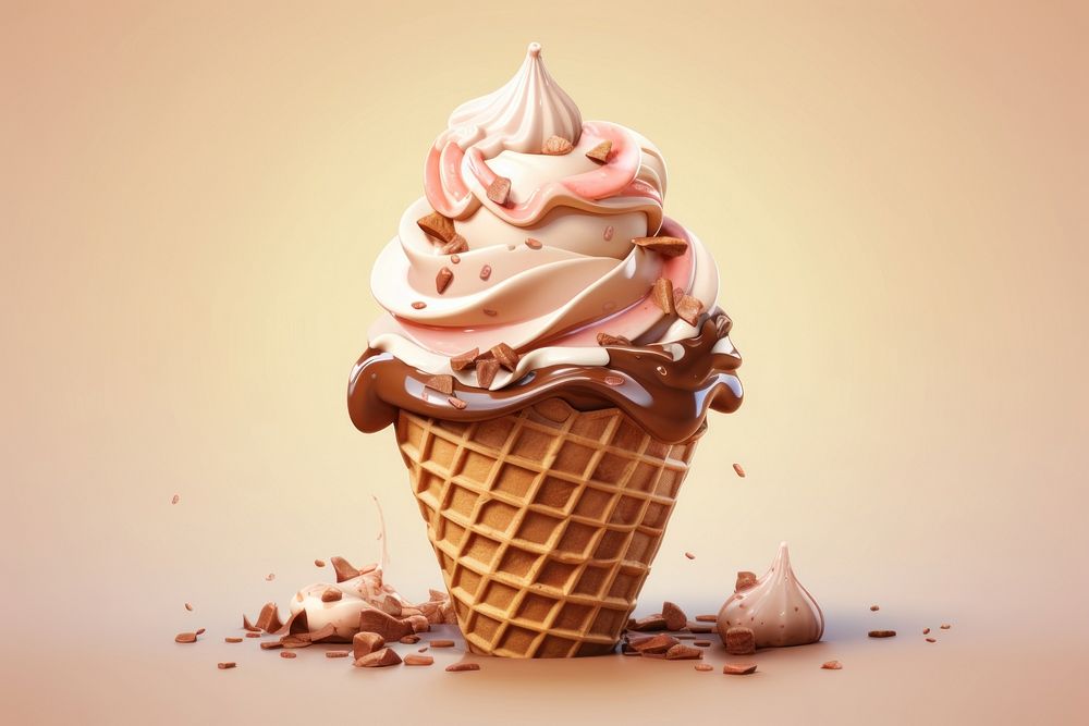 Ice cream chocolate dessert waffle. AI generated Image by rawpixel.