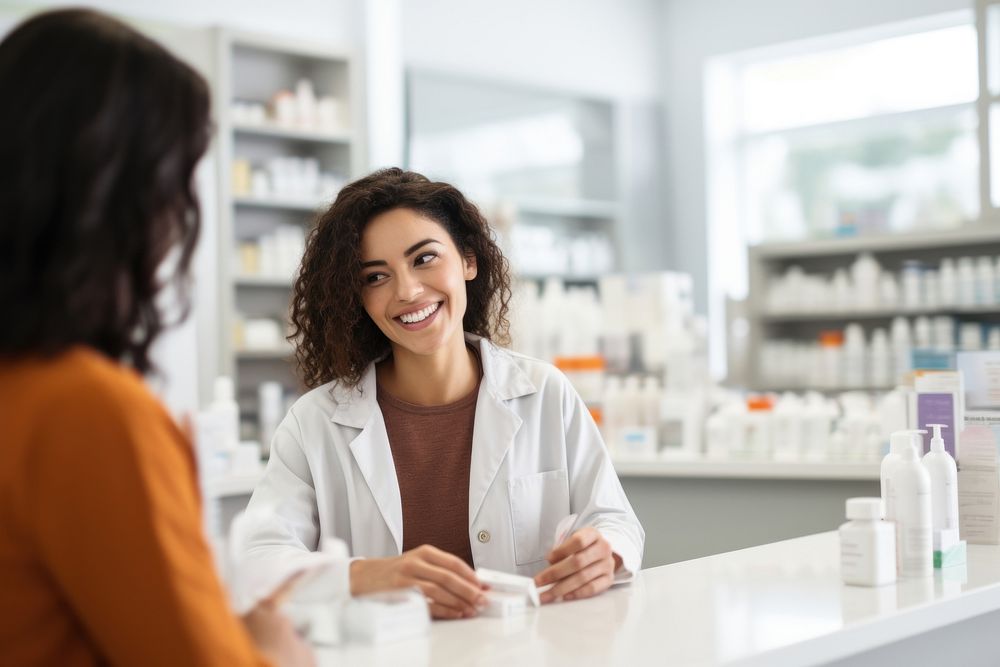 A pharmacist woman customer medicine pharmacy. AI generated Image by rawpixel.