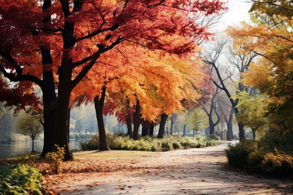 Nature trees landscape outdoors autumn. AI generated Image by rawpixel.