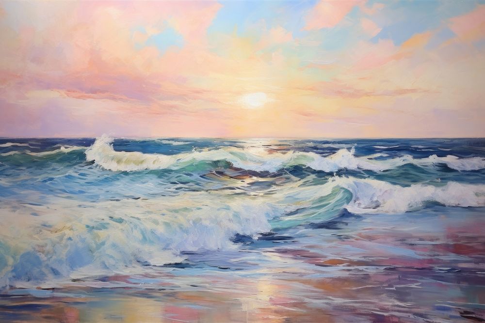 Sea outdoors painting horizon. AI generated Image by rawpixel.