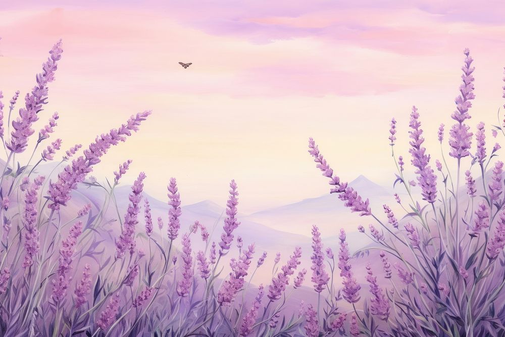 Painting lavender border backgrounds landscape | Premium Photo ...