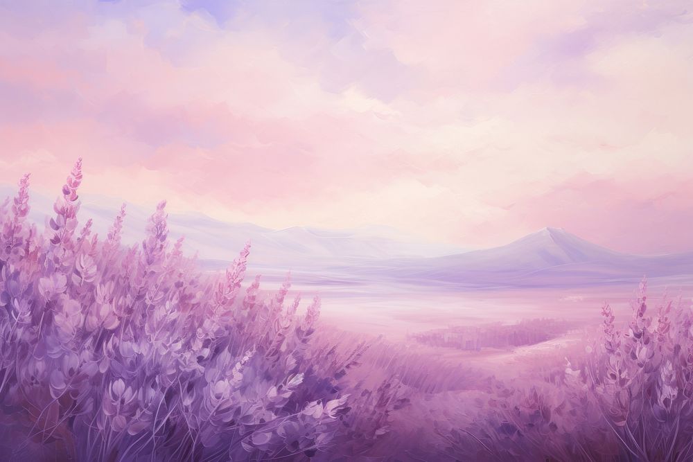  Painting of lavender border backgrounds landscape outdoors. 