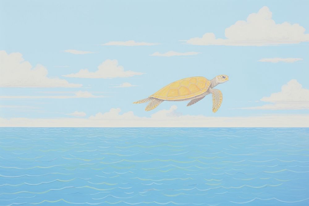 Sea turtle ocean outdoors painting.