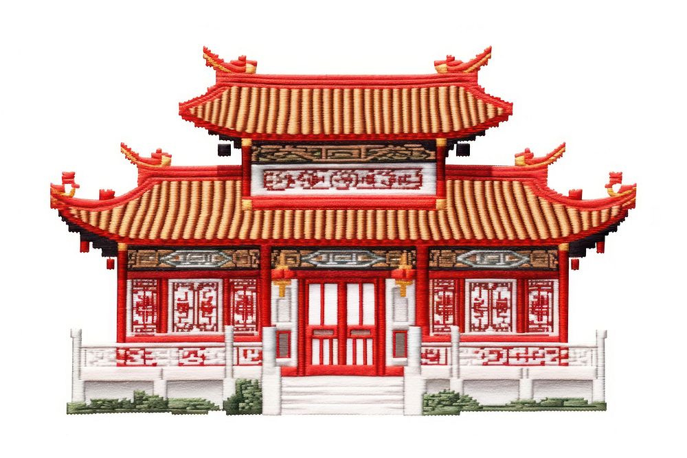 Chinese house in embroidery style architecture building shrine.