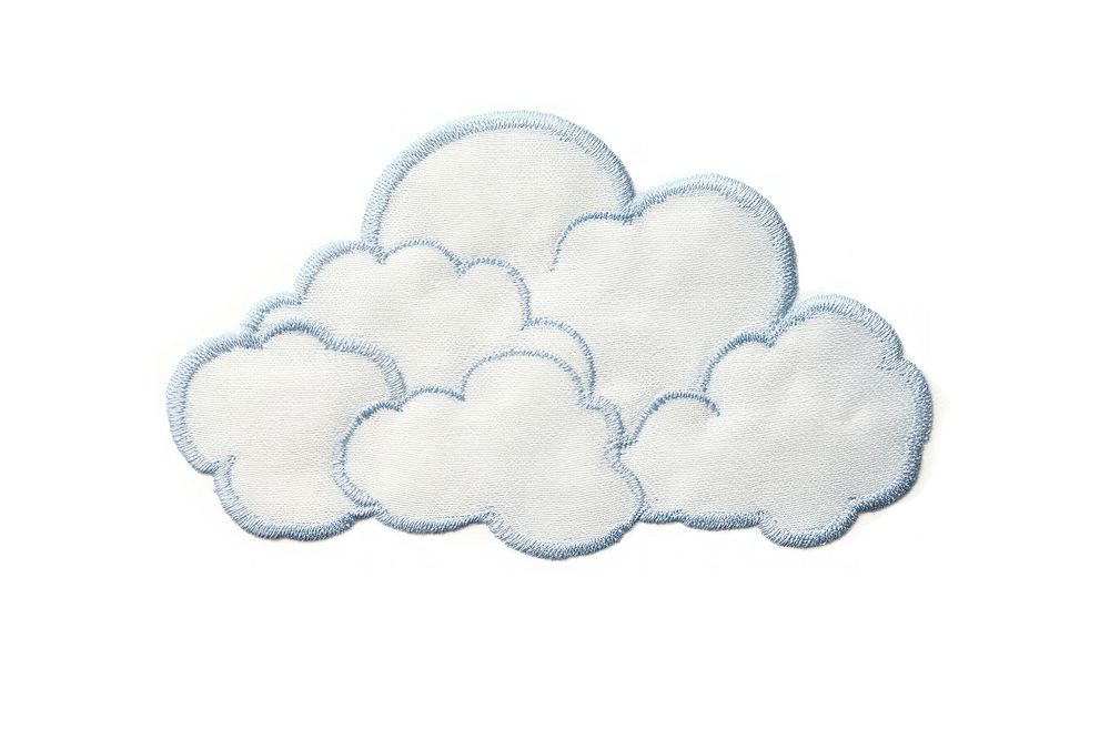 Cloud in embroidery style pattern textile white.