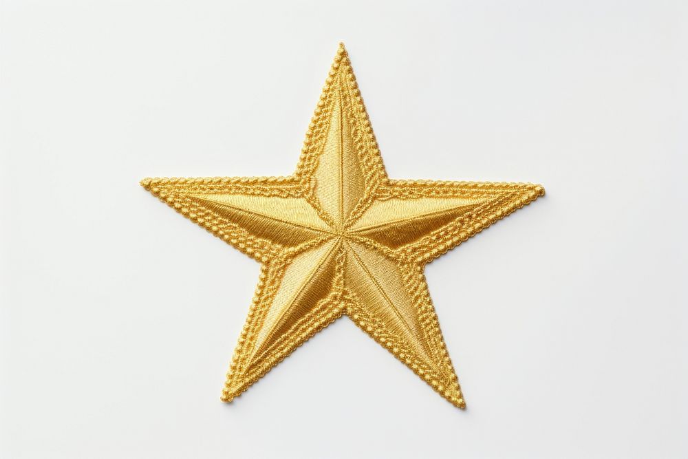 Gold star in embroidery style simplicity echinoderm decoration.