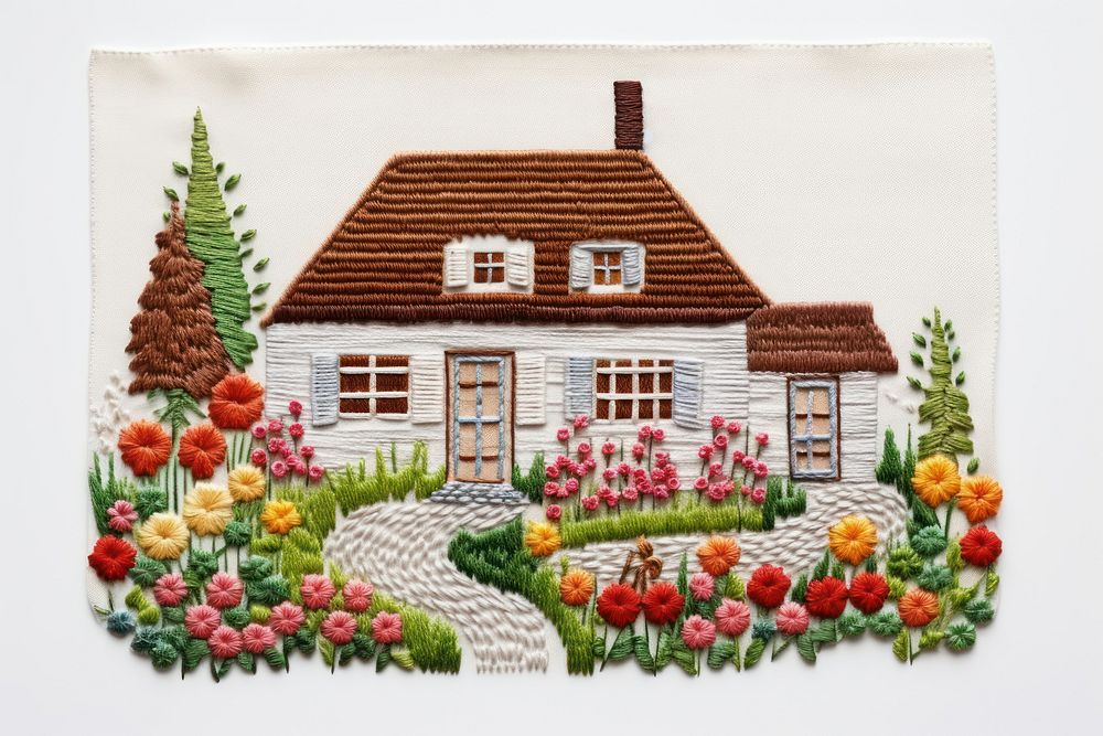 Europian house in embroidery style architecture needlework building.