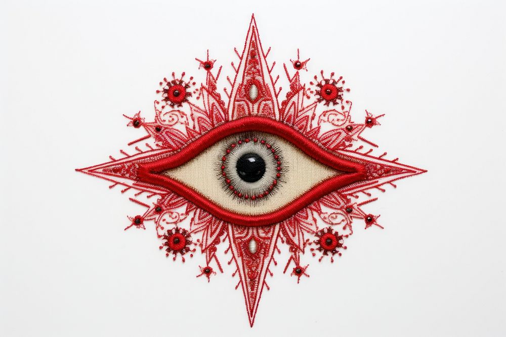 Eye with star in it in embroidery style pattern art accessories.