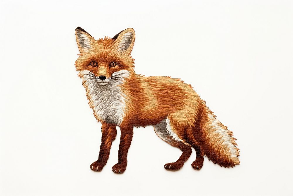 Fox in embroidery style wildlife animal mammal.