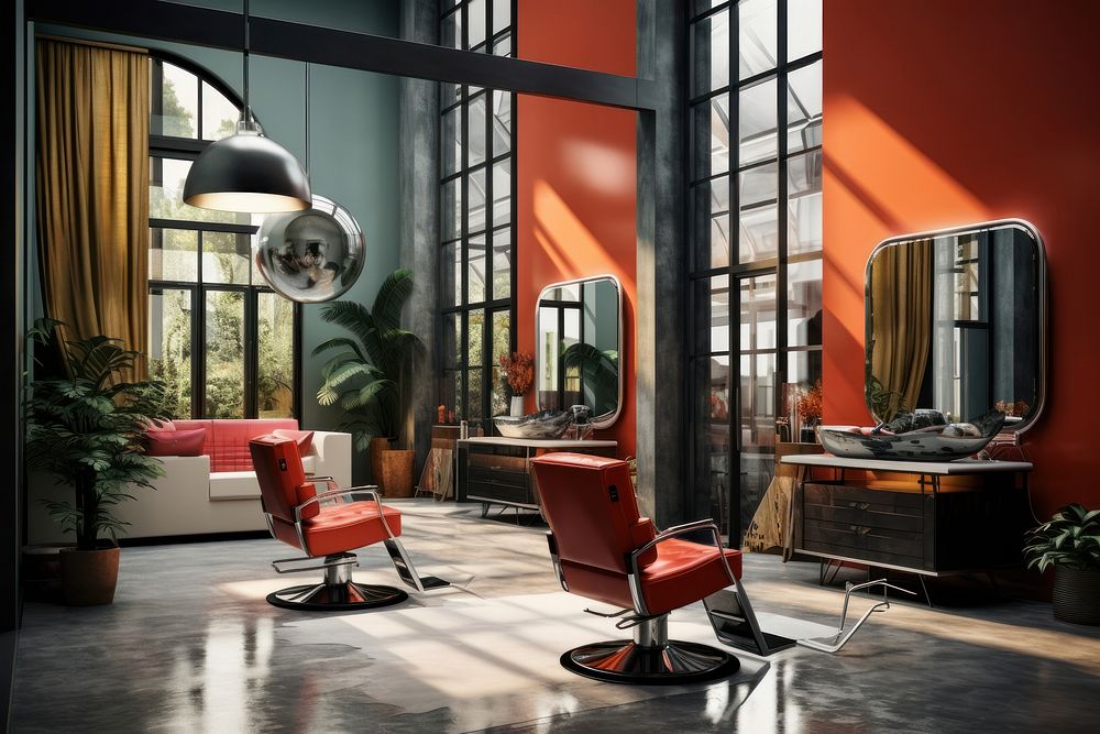Modern hair salon furniture chair architecture.