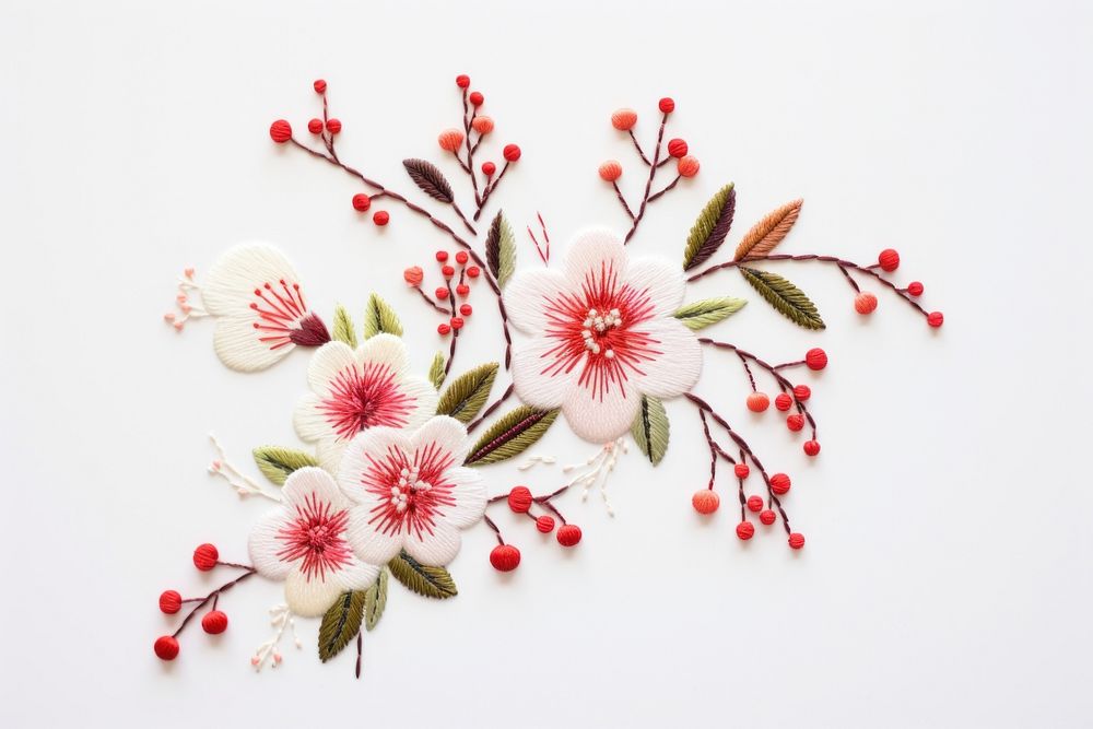 Japanese flowre in embroidery style needlework pattern flower.