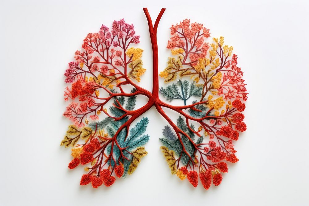 Lung in embroidery style pattern leaf art.