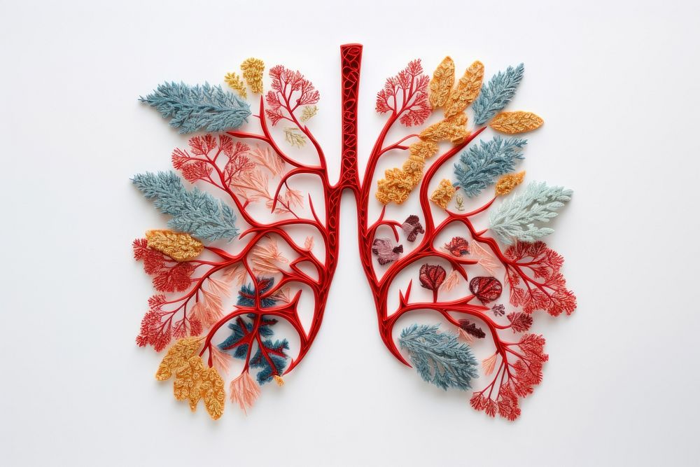 Lung in embroidery style pattern leaf art.