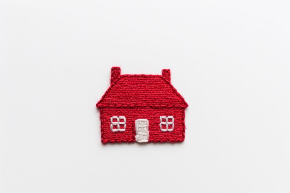 Minimal red house in embroidery style textile architecture accessories.