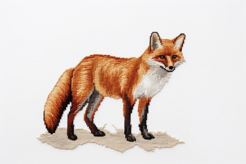 Simplify fox in embroidery style wildlife animal mammal.