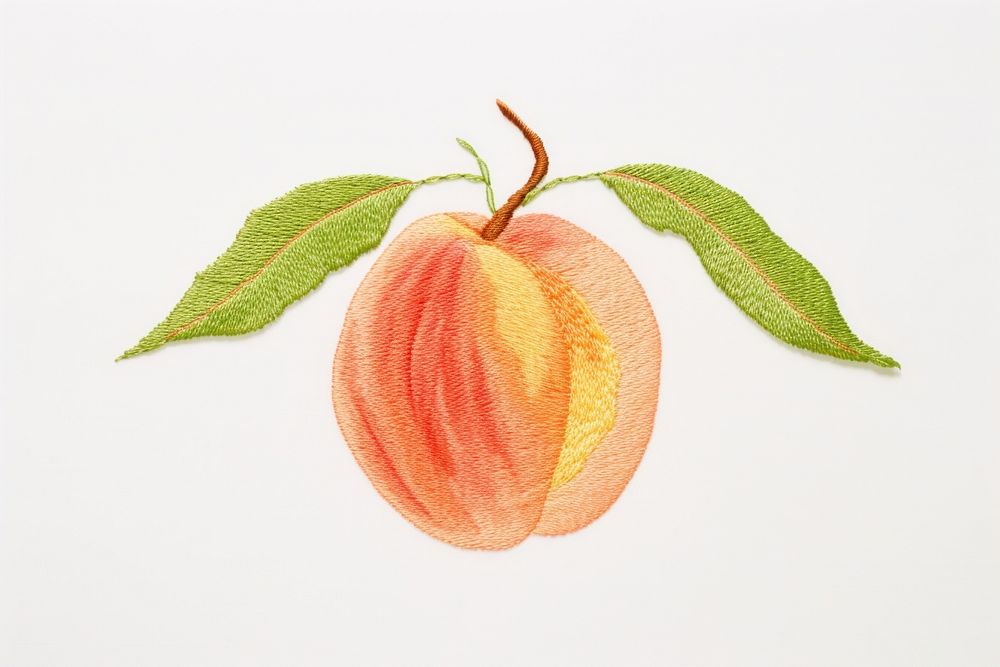 Peach in embroidery style fruit plant food.