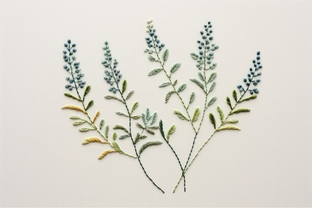 Plant in embroidery style pattern nature herbs.