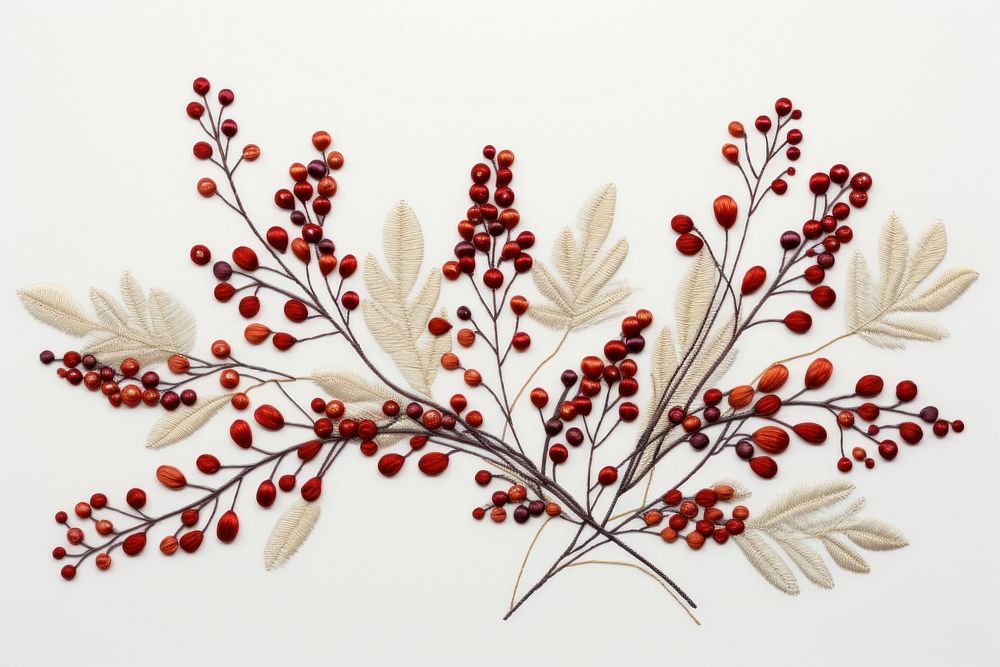 Winter plant in embroidery style art accessories decoration.